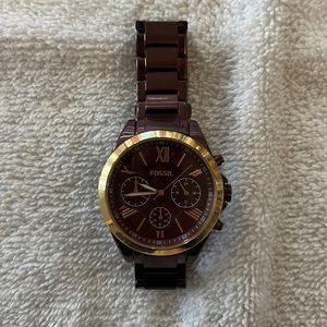 Woman’s Brown and Gold Fossil Watch